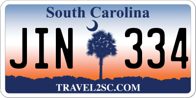 SC license plate JIN334