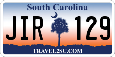 SC license plate JIR129