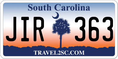 SC license plate JIR363