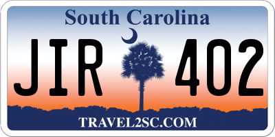 SC license plate JIR402