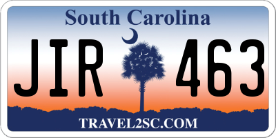SC license plate JIR463