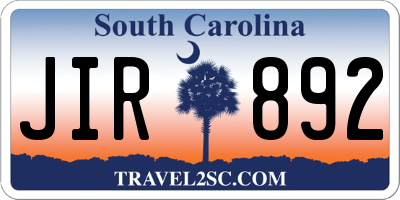 SC license plate JIR892