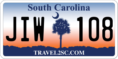 SC license plate JIW108