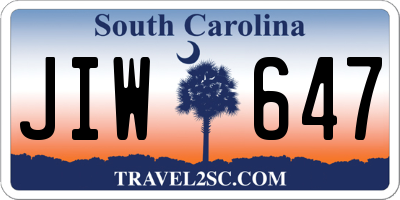 SC license plate JIW647