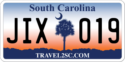SC license plate JIX019