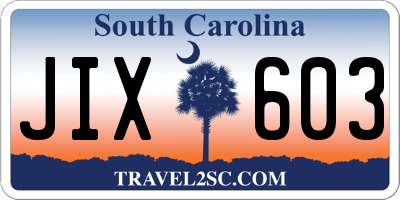 SC license plate JIX603