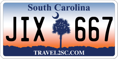 SC license plate JIX667