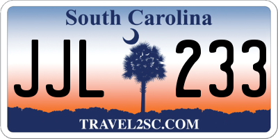 SC license plate JJL233