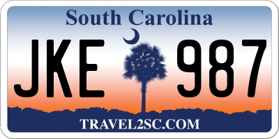 SC license plate JKE987