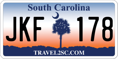SC license plate JKF178