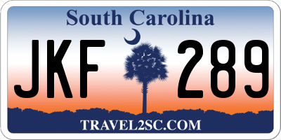 SC license plate JKF289