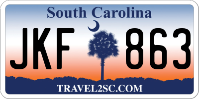 SC license plate JKF863