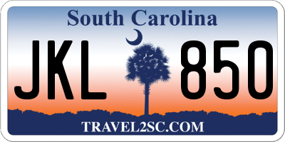 SC license plate JKL850