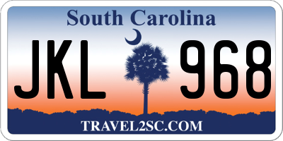 SC license plate JKL968