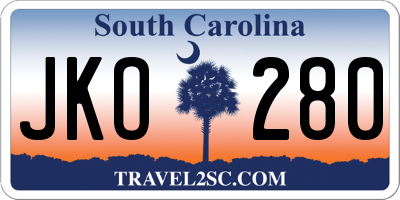 SC license plate JKO280