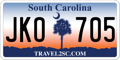 SC license plate JKO705