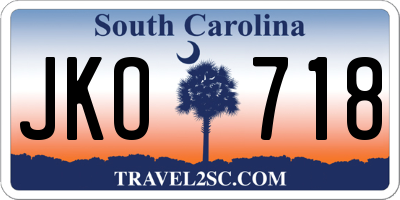 SC license plate JKO718