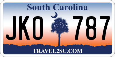 SC license plate JKO787