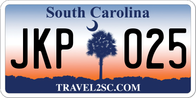SC license plate JKP025