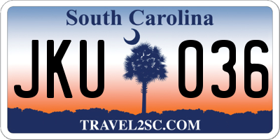 SC license plate JKU036