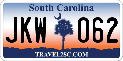 SC license plate JKW062