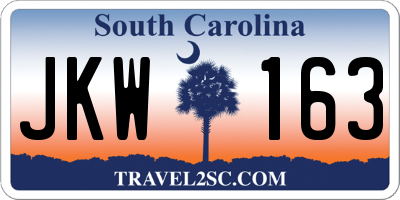 SC license plate JKW163