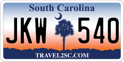 SC license plate JKW540