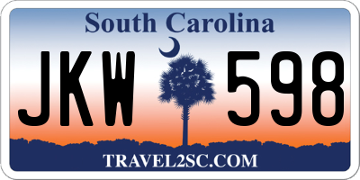 SC license plate JKW598