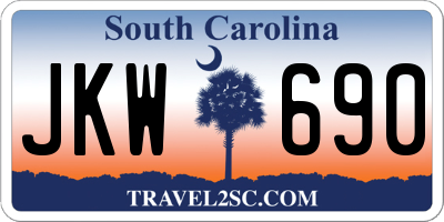 SC license plate JKW690