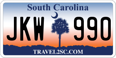 SC license plate JKW990