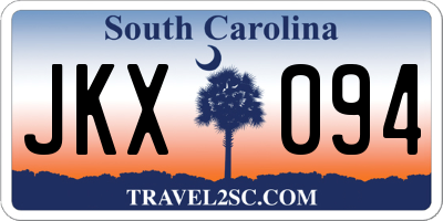 SC license plate JKX094