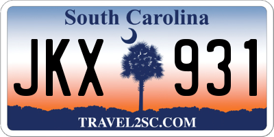 SC license plate JKX931
