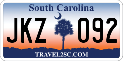 SC license plate JKZ092