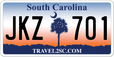 SC license plate JKZ701