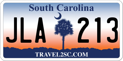SC license plate JLA213