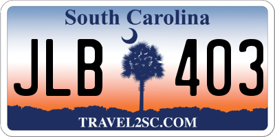 SC license plate JLB403