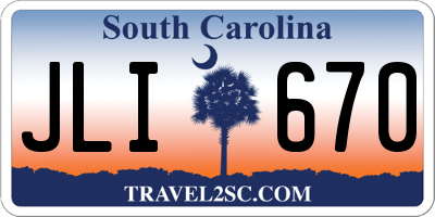 SC license plate JLI670
