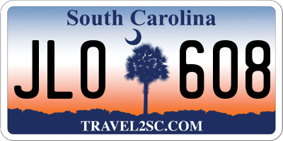 SC license plate JLO608