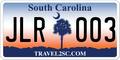 SC license plate JLR003