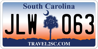 SC license plate JLW063