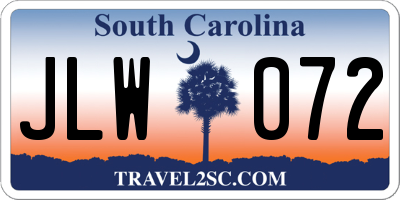 SC license plate JLW072