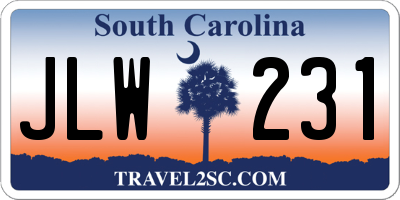 SC license plate JLW231
