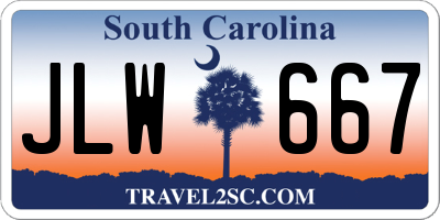 SC license plate JLW667
