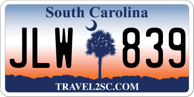 SC license plate JLW839