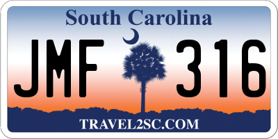 SC license plate JMF316