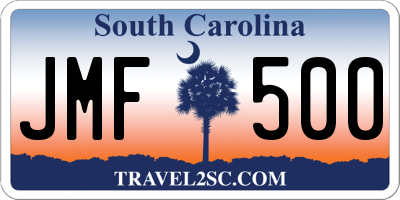 SC license plate JMF500