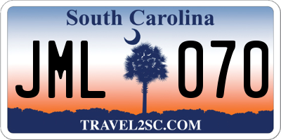 SC license plate JML070
