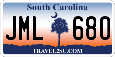 SC license plate JML680