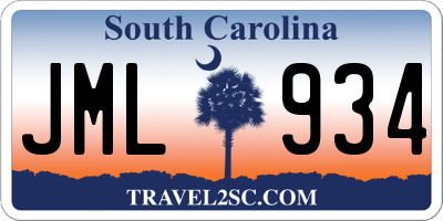 SC license plate JML934