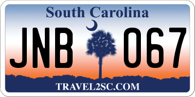 SC license plate JNB067